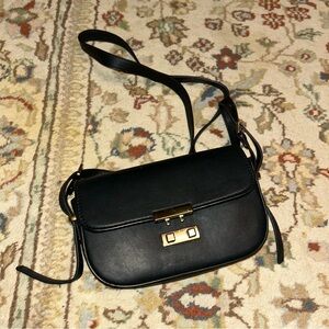 H&M Black Crossbody Bag with Gold Accents